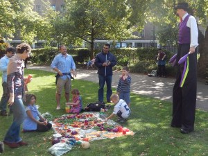 Making a garden square from fruit and veg with October Gallery