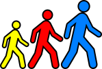 cartoon image of three walkers striding out