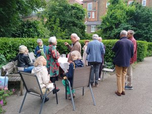 people chatting in St George's Gardens