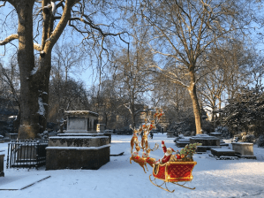 Santa's sleigh in St George's gardens